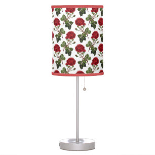 Vintage Flower Red Rose Floral Pattern Design Table Lamp