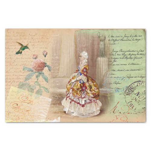 Vintage Flower Rococo Lady Tissue Paper