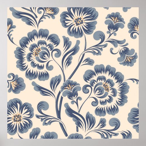 Vintage flower seamless pattern element Elegant t Poster