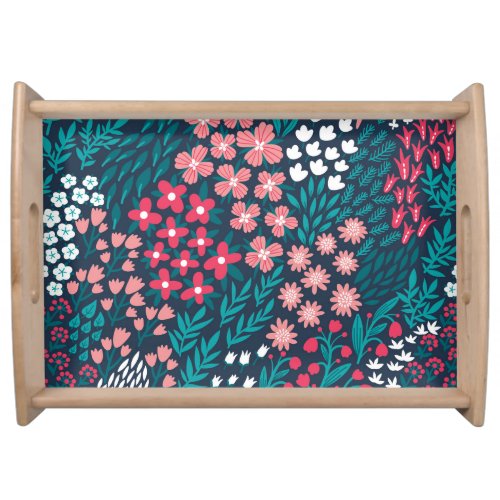 Vintage Flower Seamless Texture Serving Tray