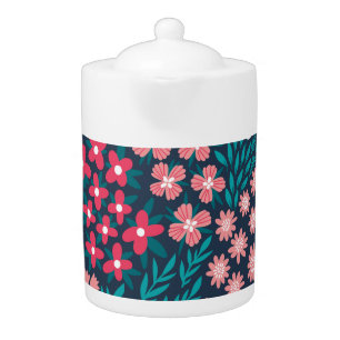 Vintage Flower Seamless Texture. Teapot