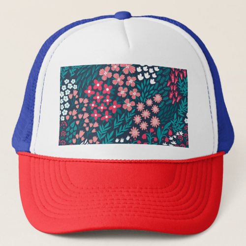Vintage Flower Seamless Texture Trucker Hat