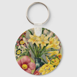 Vintage Flower Seed Catalog Keychain