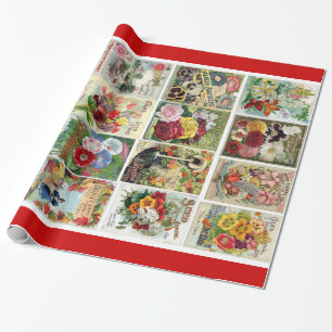 Vintage Flower Seed Catalogs Mosaic Gift Wrap