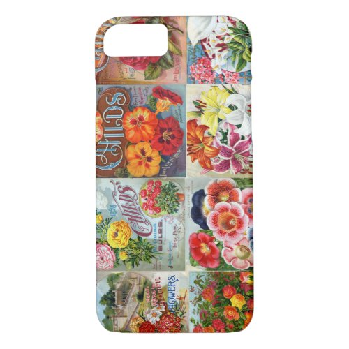 Vintage Flower Seed Packets Garden Collage iPhone 87 Case