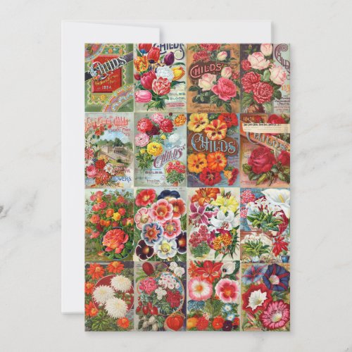 Vintage Flower Seed Packets Garden Collage Invitation