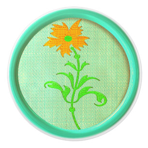 Vintage flower sewing button green ceramic knob