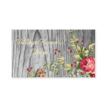 Vintage Flower Shop Business Card with Roses