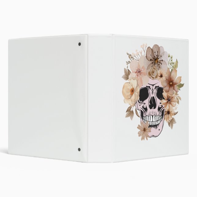 VINTAGE FLOWER SKULL 3 RING BINDER (Background)