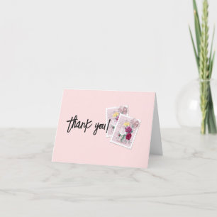 Vintage Flower Stamp Mail Carrier Folded Letterpress Thank You Card