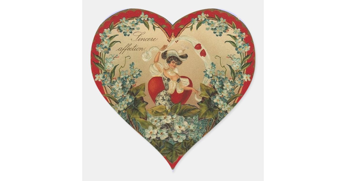 Vintage Valentine Cupid Heart Stickers