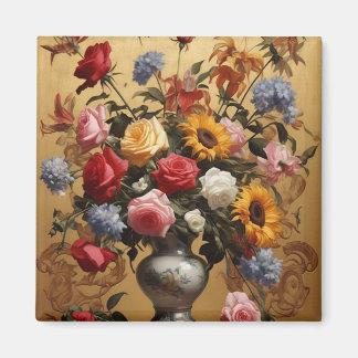 Vintage flower vase magnet