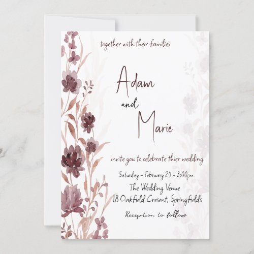  vintage flower watercolor wedding  invitation