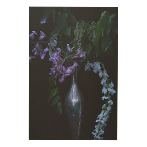 Vintage flower wisteria wood wall art