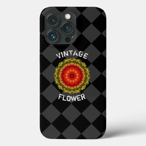Vintage flower _ yellow green and red _ Floral Art iPhone 13 Pro Case