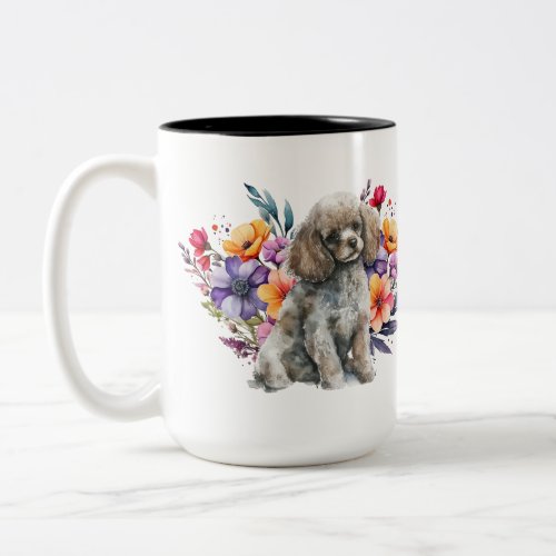 Vintage flowered and puppy coffee mug