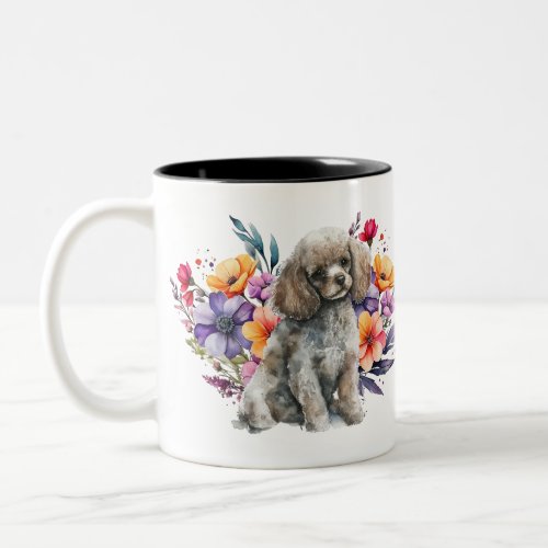 Vintage flowered and puppy coffee mug