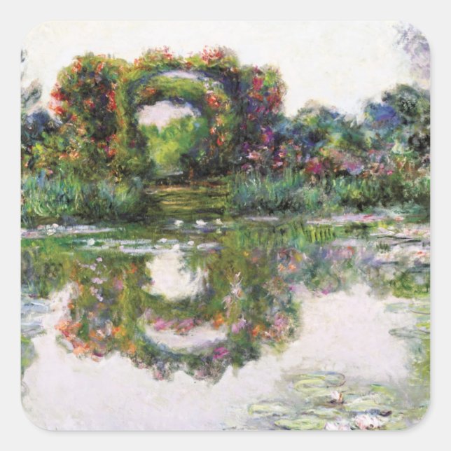 Vintage Flowering Arches Giverny Claude Monet Square Sticker (Front)