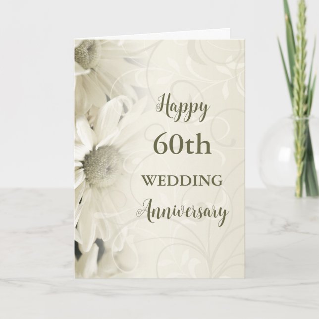 Vintage Flowers 60th Wedding Anniversary Card (Front)