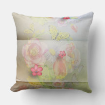 Vintage Flowers And Butterflies Decorative Pillow