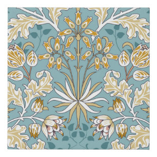 Vintage flowers and foliage seamless pattern on li faux canvas print