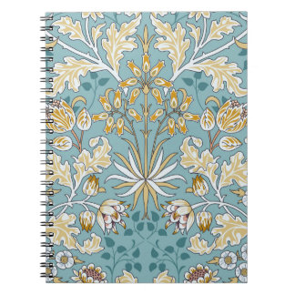 Vintage flowers and foliage seamless pattern on li notebook