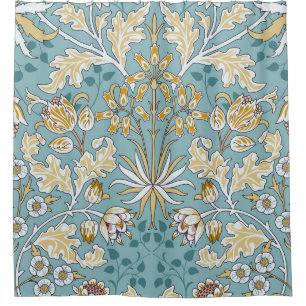 Vintage flowers and foliage seamless pattern on li shower curtain