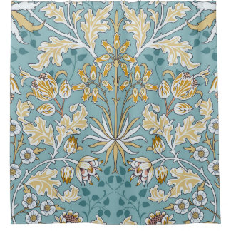 Vintage flowers and foliage seamless pattern on li shower curtain