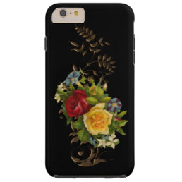 Vintage Flowers and Gold Leaves Tough iPhone 6 Plus Case