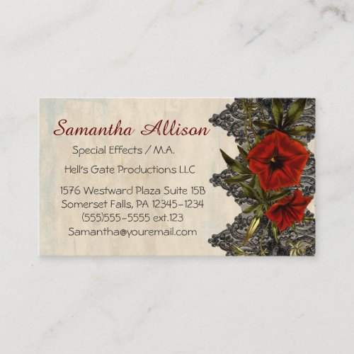 Vintage Flowers and Lace Goth Business Card