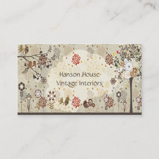 Customizable Vintage Flowers and Leaves Business Card