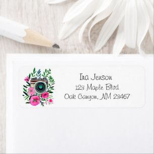 Vintage Flowers and Retro Camera Personalized Label