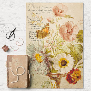 Vintage Flowers and Vase Decoupage Tissue Paper
