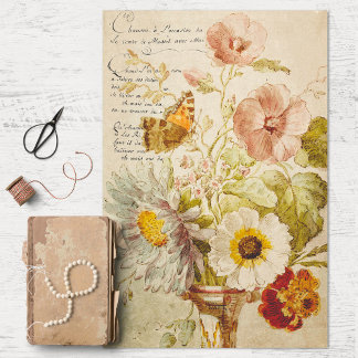 Vintage Flowers and Vase Decoupage Tissue Paper