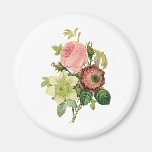 Vintage Flowers, Anemone Roses Clematis by Redoute Magnet