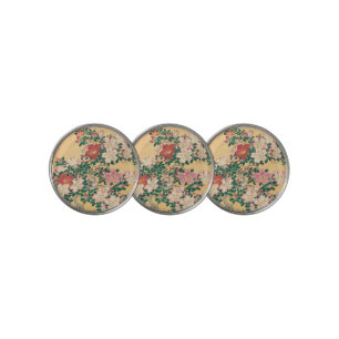 Vintage Flowers Azalea Japanese Painting Golf Ball Marker