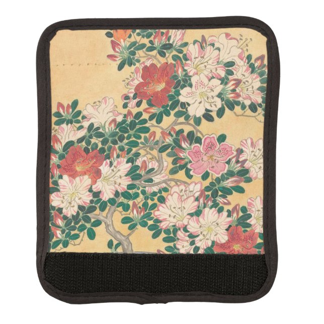Vintage Flowers Azalea Japanese Painting Luggage Handle Wrap (Front)