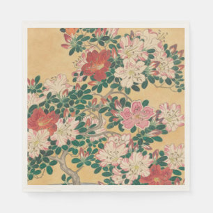 Vintage Flowers Azalea Japanese Painting Napkins