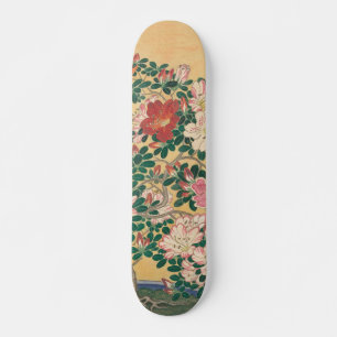 Vintage Flowers Azalea Japanese Painting Skateboard