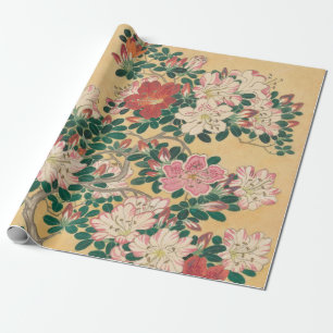 Vintage Flowers Azalea Japanese Painting Wrapping Paper