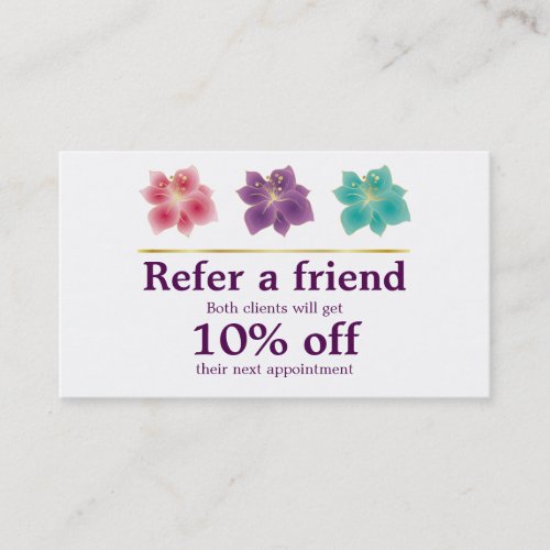 Vintage Flowers Beauty Salon Referral Card