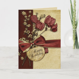Vintage Flowers Birthday Card