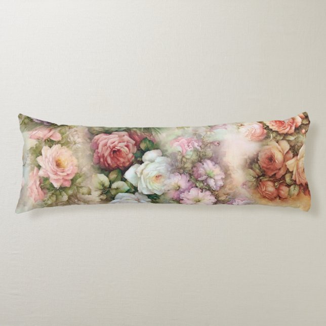 Vintage Flowers Body Pillow (Front)