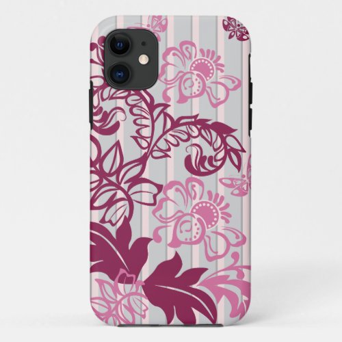 Vintage Flowers  Butterflies Damask iPhone 11 Case