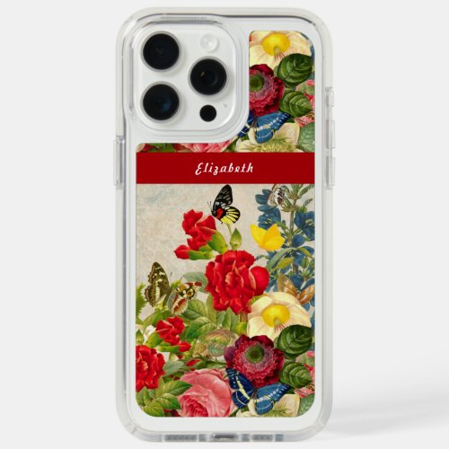 Vintage Flowers Butterflies Floral Garden Add Name iPhone 15 Pro Max Case