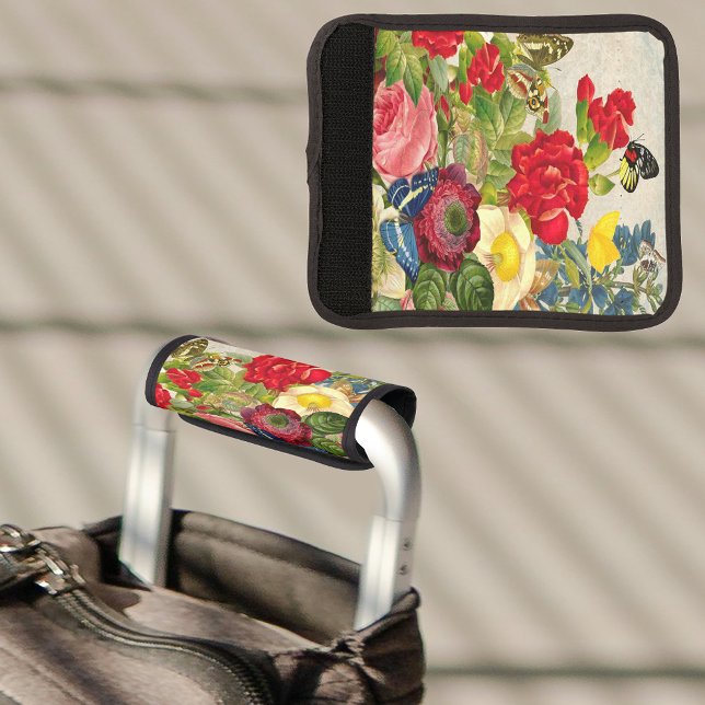 Vintage Flowers & Butterflies Luggage Handle Wrap (Vintage Flowers & Butterflies Luggage Handle Wrap)