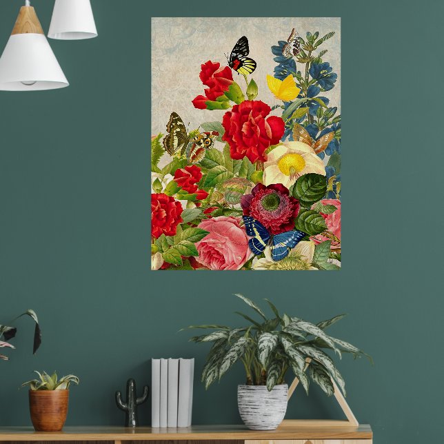 Vintage Flowers & Butterflies Value Poster Paper (Living Room 1)