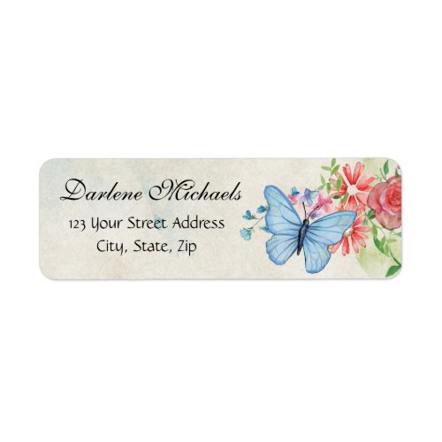 Vintage Flowers Butterfly Garden Nature Floral Label