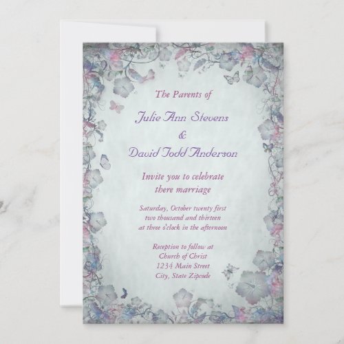 Vintage Flowers &amp; Butterfly's Wedding Announcements