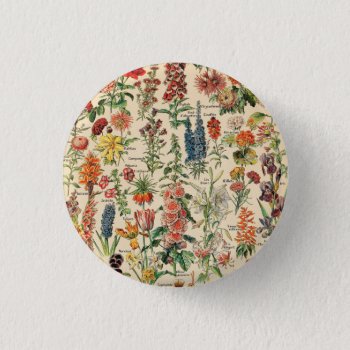 Vintage Flowers Button by colorfulworld at Zazzle